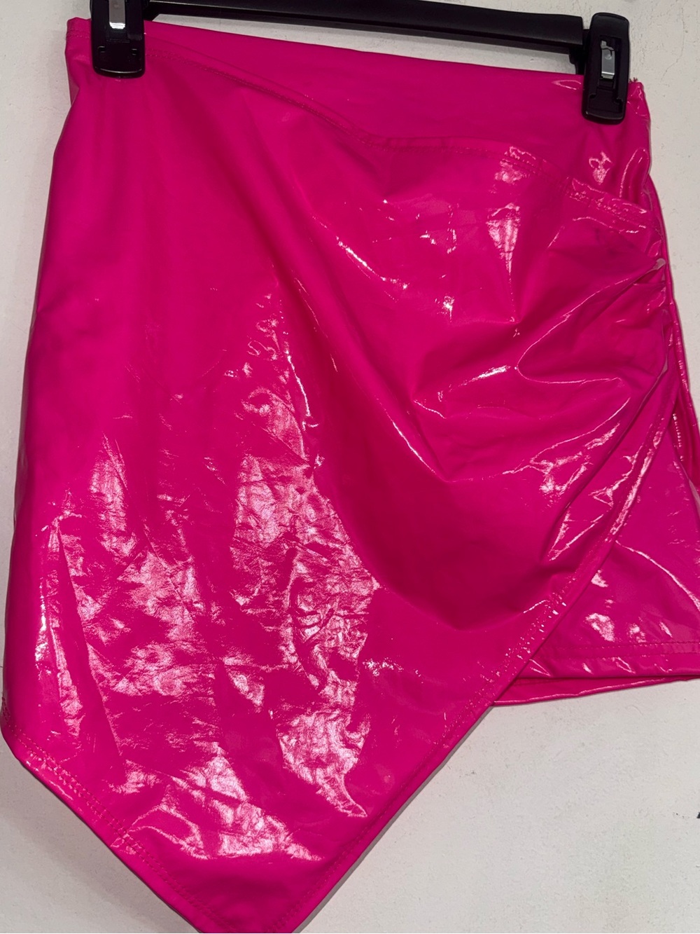 SHEIN Hot Pink Asymmetrical Patent Mini Skirt